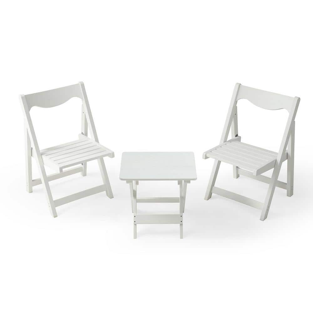 White 3-Piece Plastic Foldable Outdoor Bistro Set with 2-Chairs and Rectangular Table for Garden, Backyard and Balcony price history on PriceWatchPro
