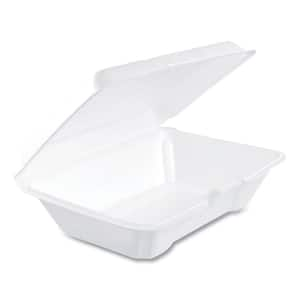 Foam Hinged Lid Containers, 1-Compartment, 6.4 x 9.3 x 2.9, White (200-Pack)