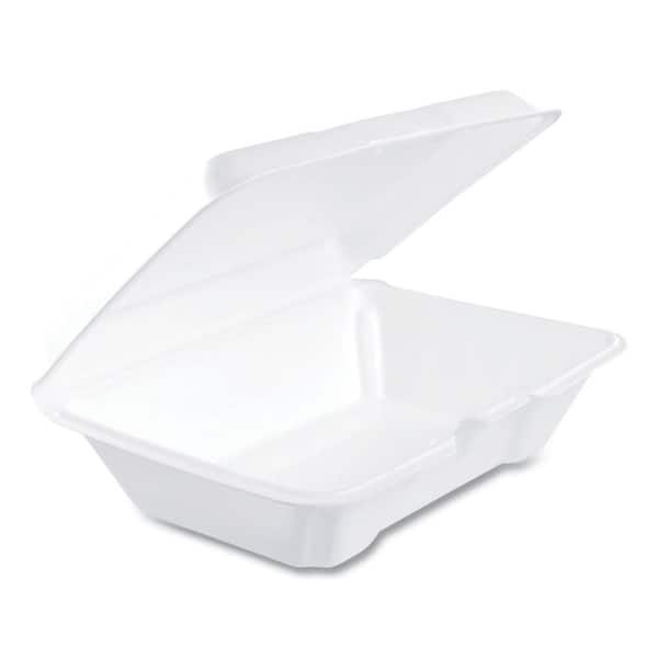 DART Foam Hinged Lid Containers, 1-Compartment, 6.4 x 9.3 x 2.9, White (200-Pack)