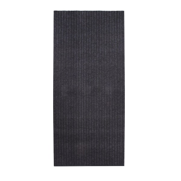 Ottawa Cut to Size Grey Color Ribbed Style 26 inches Width x Your Choice Length Custom Size Slip Resistant Runner Rug