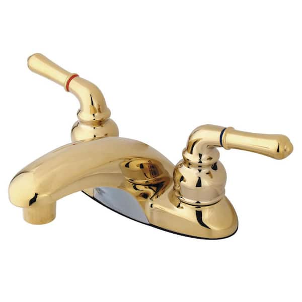 Kingston Brass Magellan 4 in. Centerset 2-Handle Bathroom Faucet in Polished Brass
