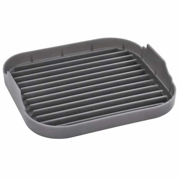 11 in. L x 10 in. W Silicon Bacon Grill Pan with Deep Grooves and Grease Reservoir, Bacon Tray for Microwave