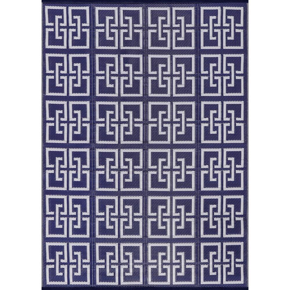 Beverly Rug 9 X 12 Navy Lightweight Greek Keys Reversible Plastic ...