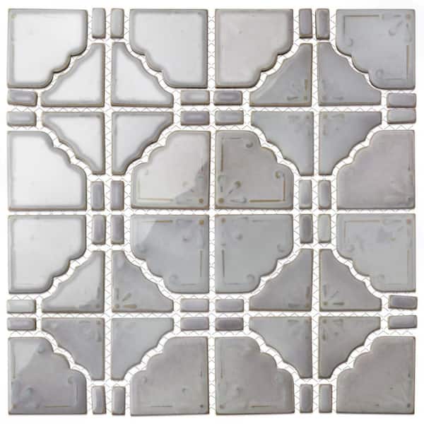 Hudson Moonbeam Grey Eye 6 in. x 6 in. Porcelain Mosaic Take Home Tile Sample