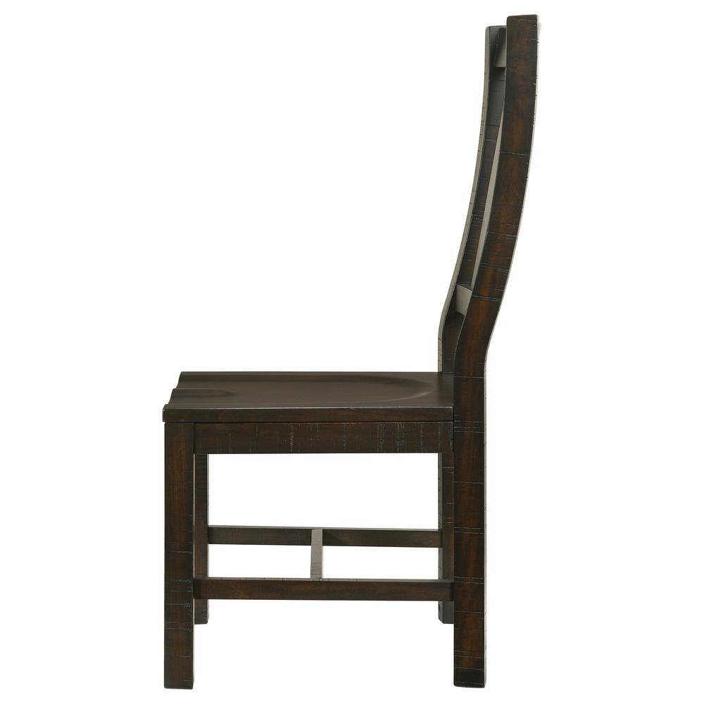 Transitional High Slat-Back Side Chair in Vintage Java, Set of 2