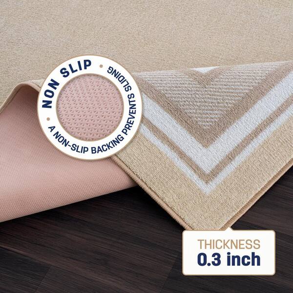 Reines Modern Hex Non-Slip Backing Beige Rug