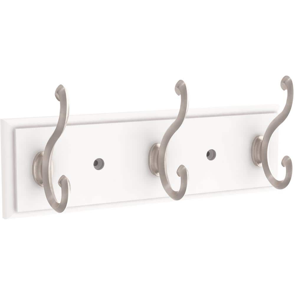 Lavish Home Wall Hook Rail with 5 Retractable Hooks for Storage (White) 