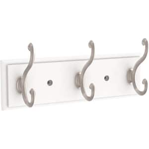 allen + roth 3-Hook 10.04-in x 3.05-in H White Rail and Satin Hooks  Decorative Wall Hook (25-lb Capacity) in the Decorative Wall Hooks  department at