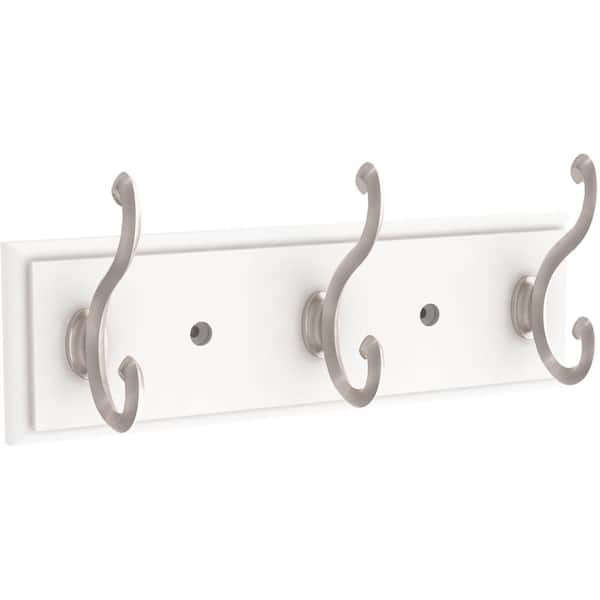 Home Decorators Collection 10 in. L White and Nickel Scroll Hook Rail