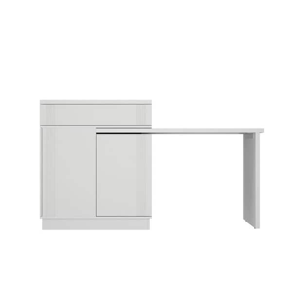 FUFU&GAGA White Wooden 72 in. Width Extendable Kitchen Island, Sideboard with Both Side Storage, 4-Doors, 2-Drawer and 6-Shelves