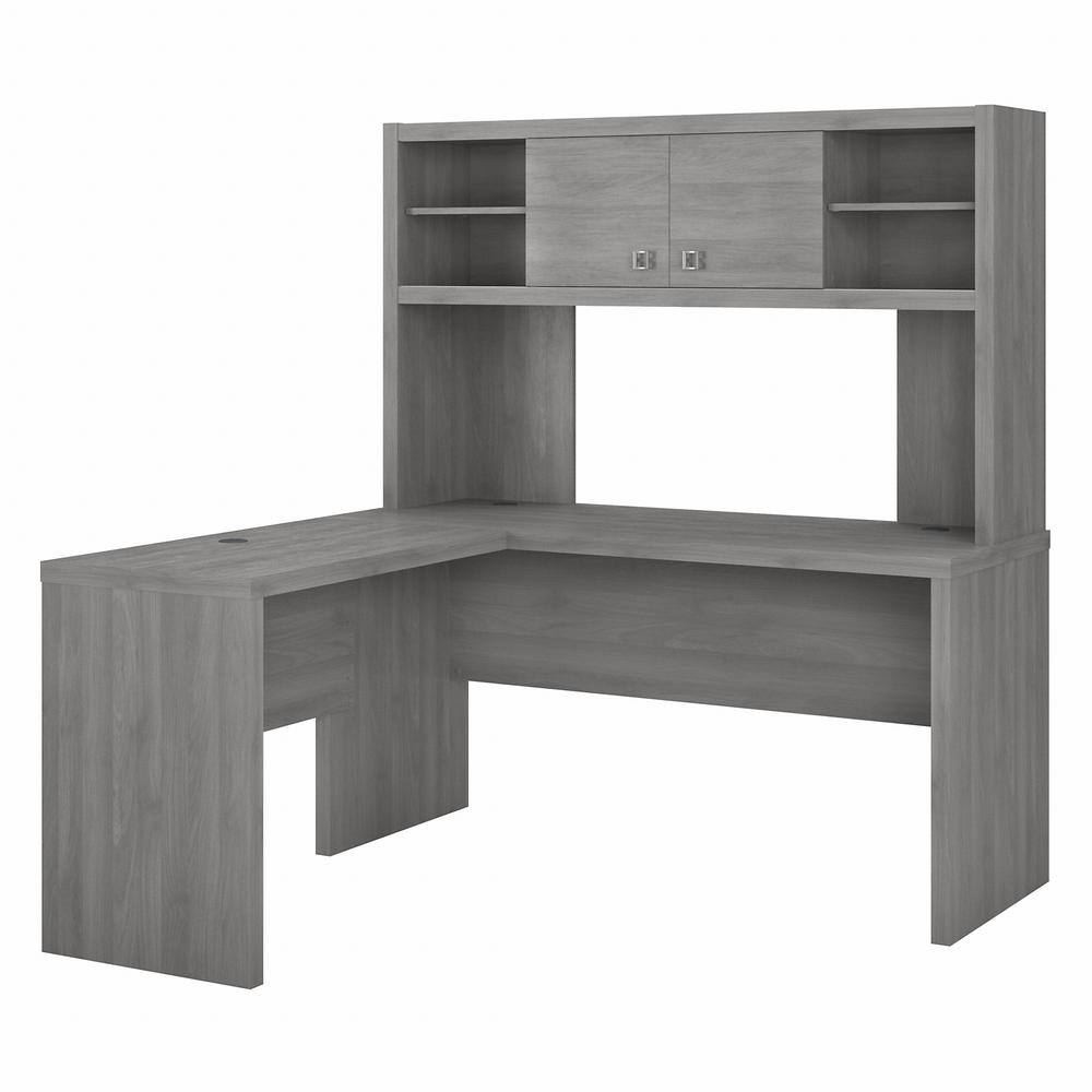 Echo 60 in. L-Shaped Modern Gray Desk with Hutch