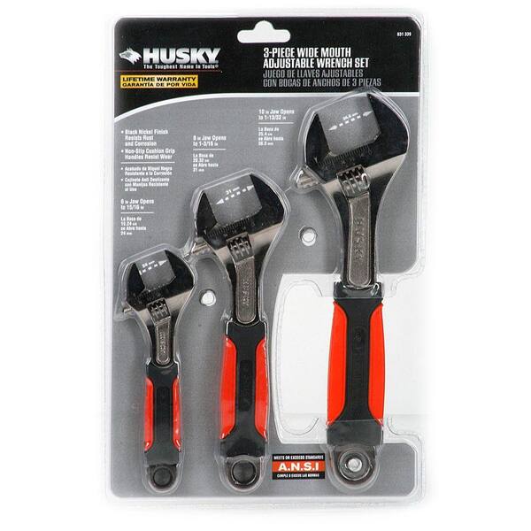 Husky Adjustable Wrench Set (3-Piece)