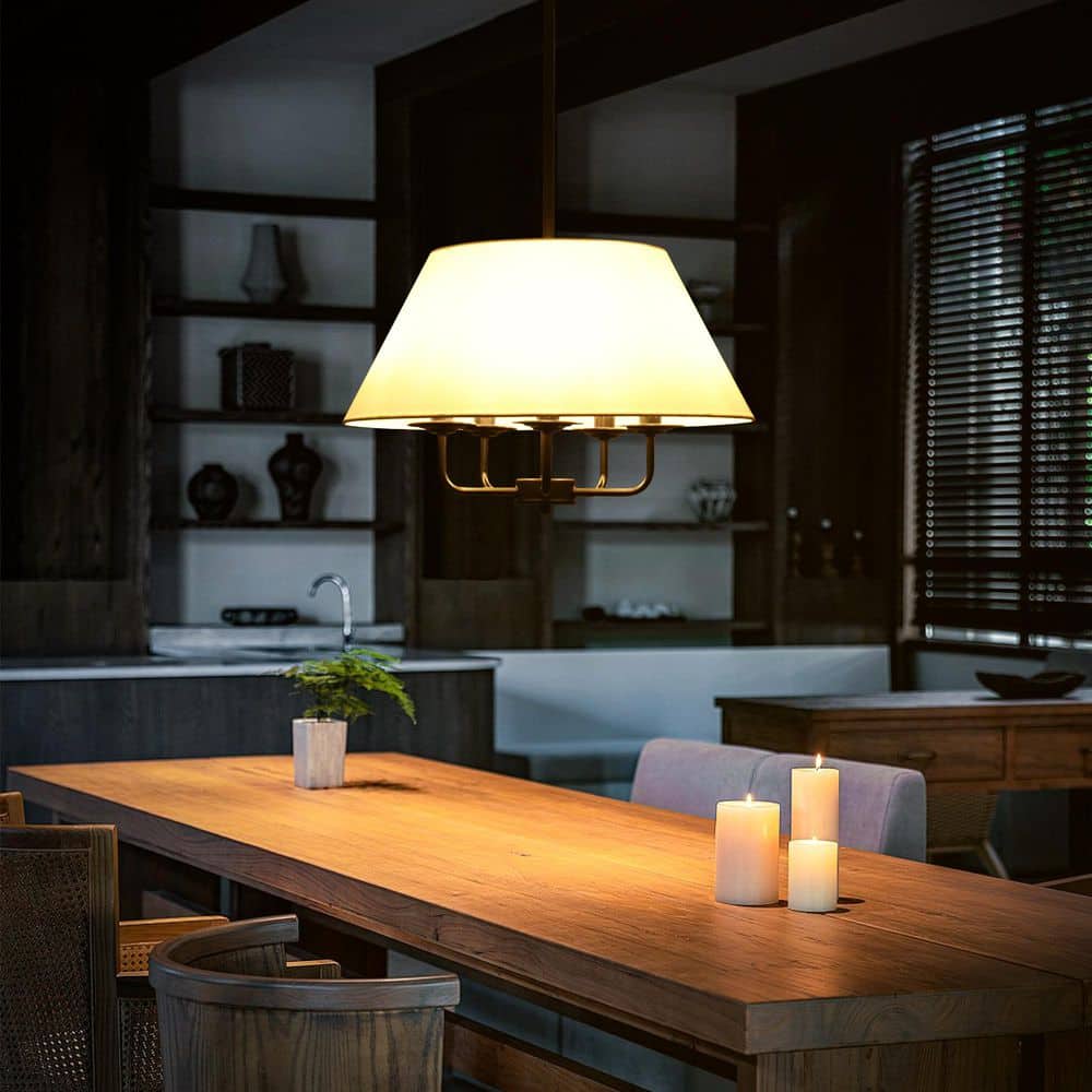 5-Light Black Vintage Cone Chandelier with White Fabric Shade Height Adjustable Pendant Light for Kitchen Island price history on PriceWatchPro