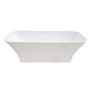 Journey 68.5 in. Stone Resin Solid Surface Flatbottom Freestanding Bathtub in White