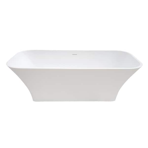 Aqua Eden Journey 68.5 in. Stone Resin Solid Surface Flatbottom Freestanding Bathtub in White