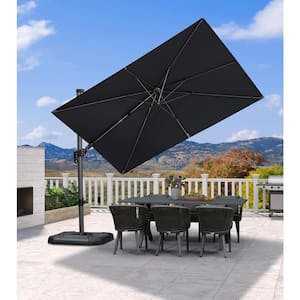 6 ft. x 10 ft. Cantilever Umbrella Swivel Aluminum Offset 360° Rotation Umbrella in Gray