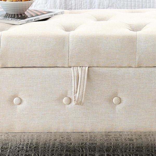 29 Square Tufted Button Storage Ottoman Table Bench with Rolling