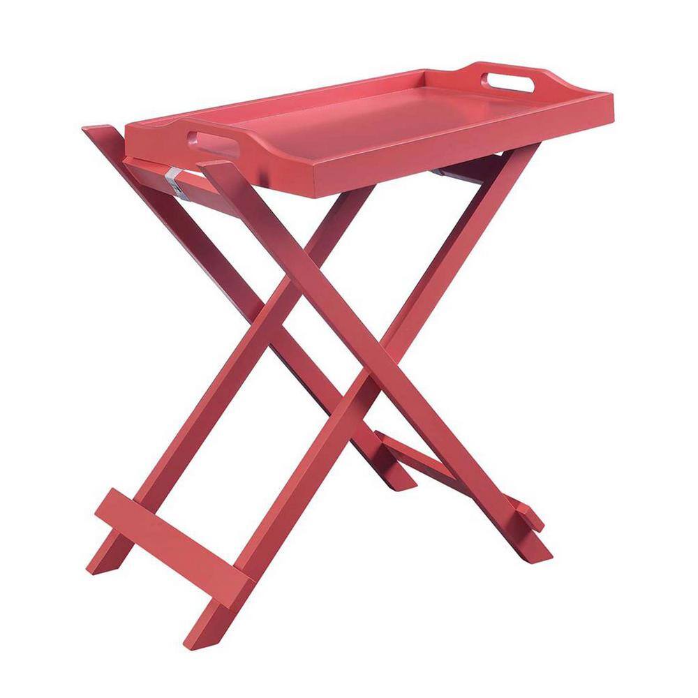 Coral Bliss 22" Foldable Tray Table with Solid Wood Legs