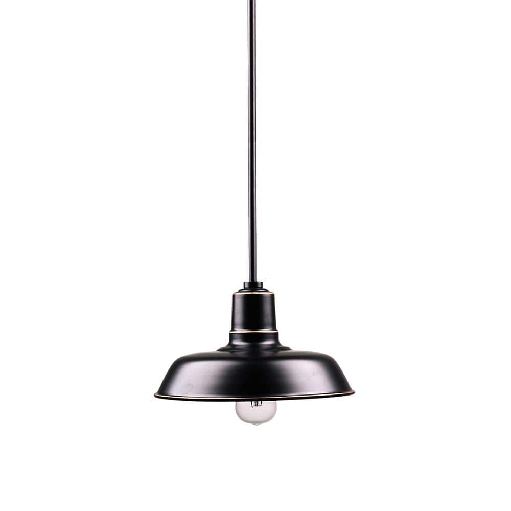 Aurora 21.26 in. 1-Light Imperial Black Outdoor Pendant Light with Clear Gl