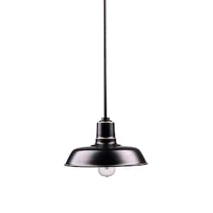 Aurora 21.26 in. 1 Light Imperial Black Motion Sensing Outdoor Pendant Light with Clear Glass and Incandescent