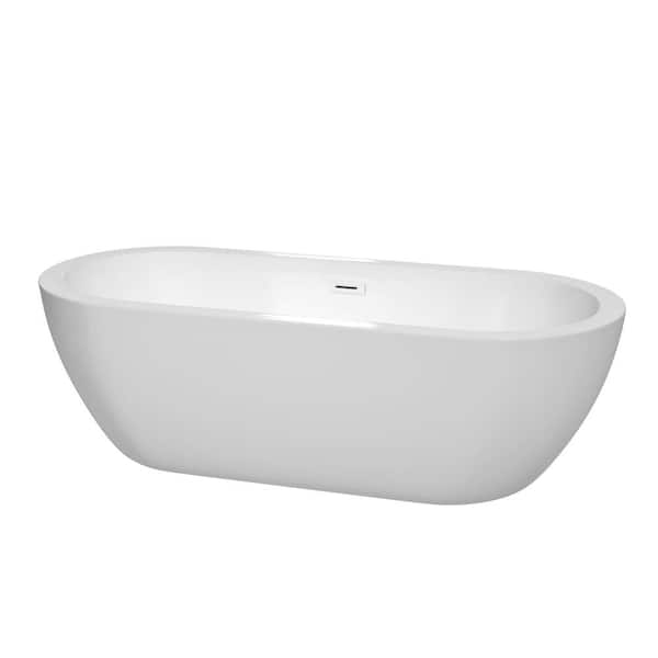 Wyndham Collection Soho 71.5 in. Acrylic Flatbottom Bathtub in White with Shiny White Trim