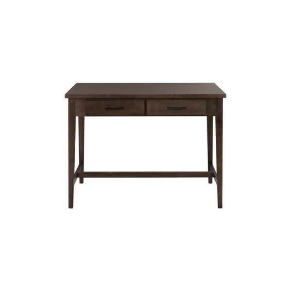 Home Decorators Collection 42 in. Rectangular Brown 2 Drawer Writing Desk with Built-In Storage