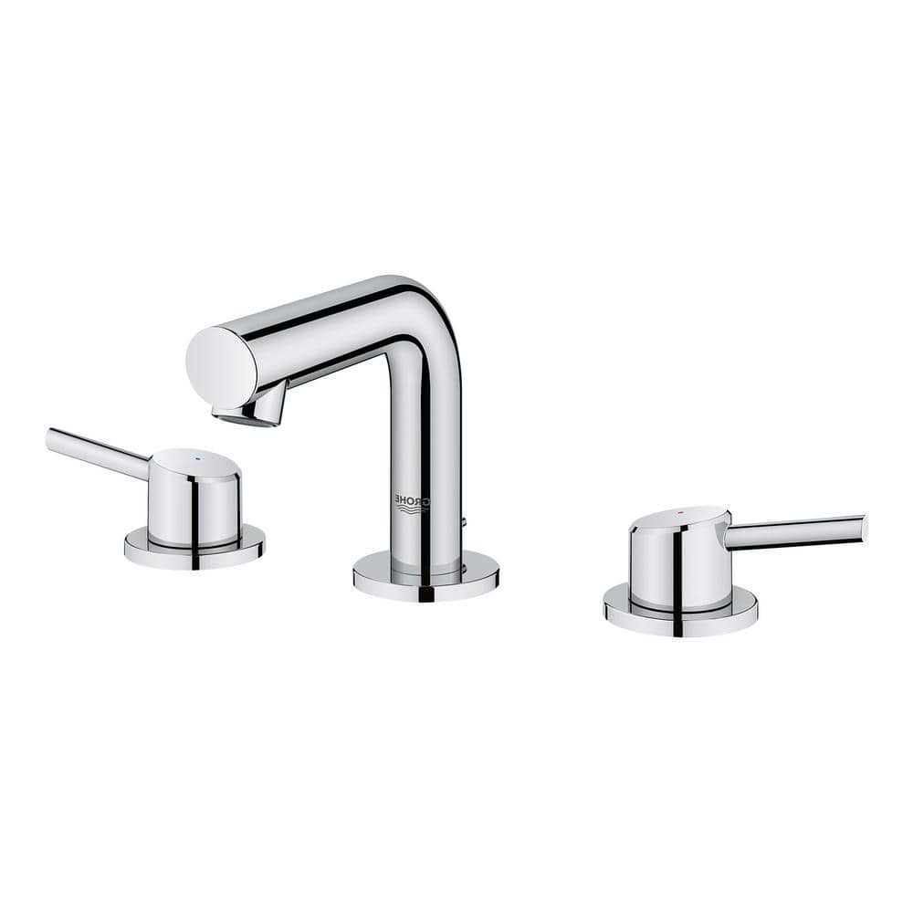 Brushed Nickel Modern Widespread Bathroom Faucet with Drain Assembly