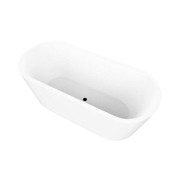 Vanity Art Bordeaux 67 in. Acrylic Flatbottom Freestanding Bathtub in White/Integrated Overflow