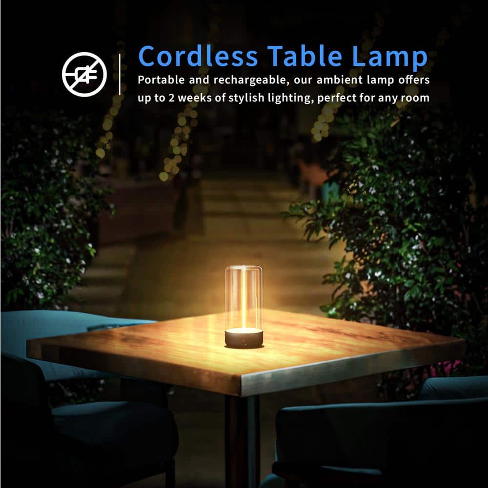 Green Matte Cordless LED Table Lamp with Clear Polycarbonate Shade
