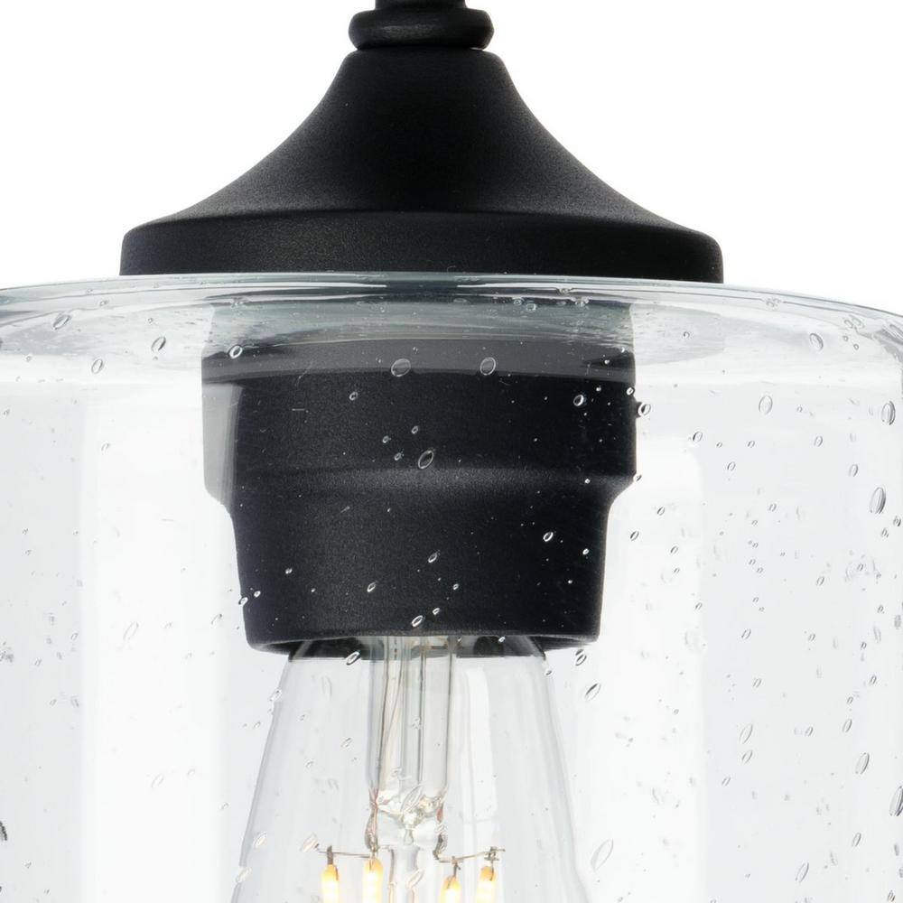 Textured Black Semi-Flush Mount Light with Clear Seeded Glass Shade