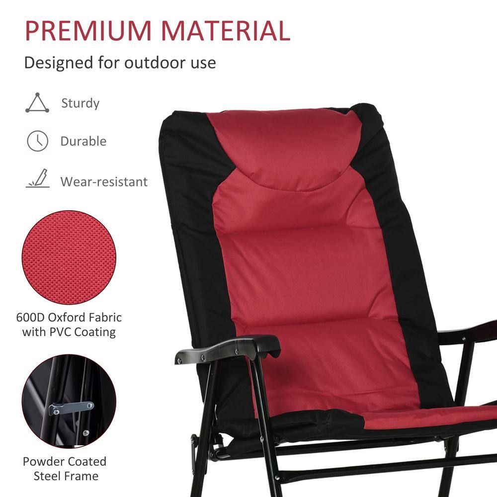 Outsunny Red and Black Steel Padded Rocking Chairs Set