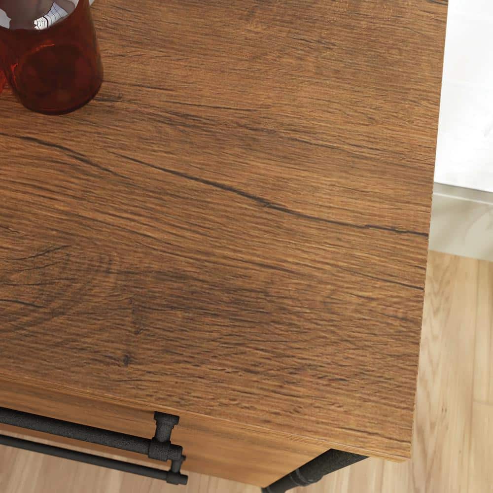 Checked Oak Industrial 2-Drawer Lateral File Cabinet