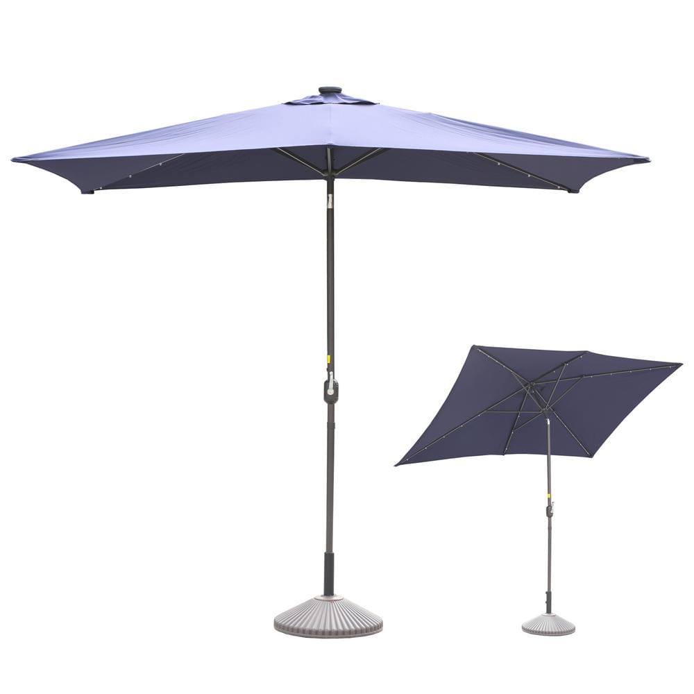 Clihome 10 ft. x 6.5 ft. Rectangular Lighted Market Umbrella with ...