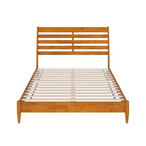 Savannah Light Toffee Natural Bronze Solid Wood Frame Queen Low Profile Platform Bed