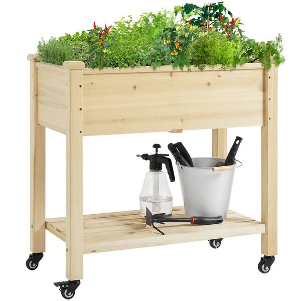 Yaheetech 34 in. L x 18.5 in. W x 33 in. H Wood Raised Garden Bed ...