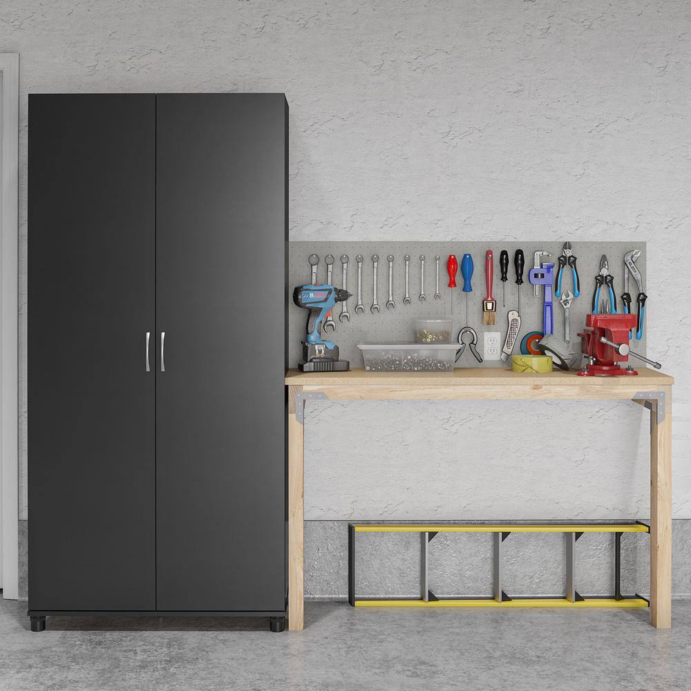 Lonn 36" Black Freestanding Utility Storage Cabinet with Adjustable Shelving