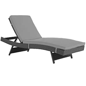 Sojourn Wicker Outdoor Patio Chaise Lounge with Sunbrella Canvas Gray Cushions