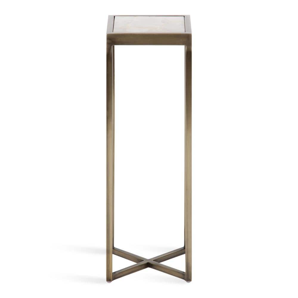 Gold Square Metal Drink Table with Quartz Top