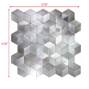 Enchanted Metals Silver Diamond Mosaic 12 in. x 12 in. Aluminum Metal Peel and Stick Wall Tile (0.83 sq. ft/Sheet.)