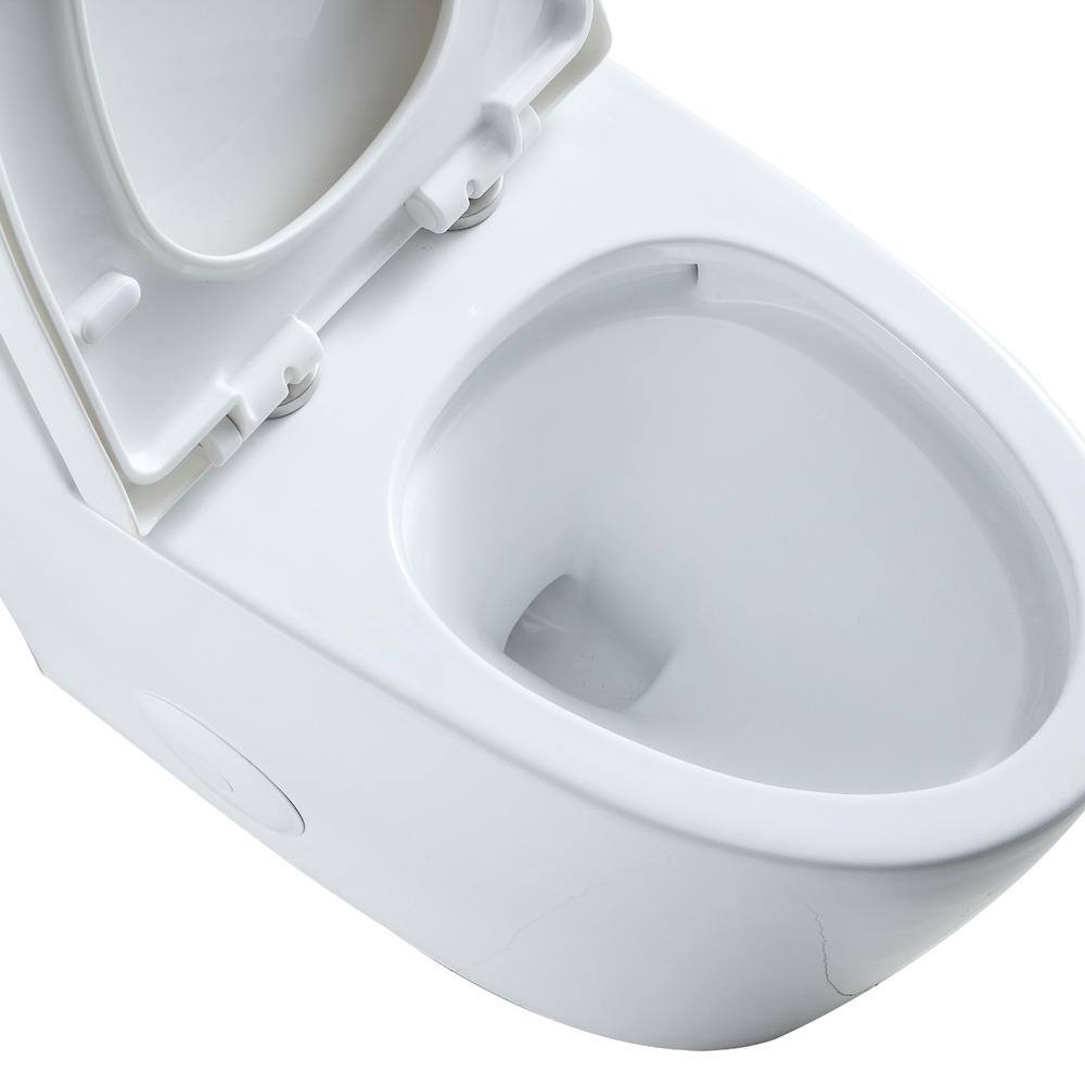 White Ceramic Dual Flush Elongated One-Piece Toilet