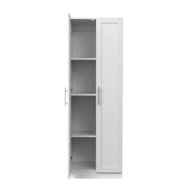 URTR White Armoire Wardrobe Tall Cabinet 3 Partitions to Separate 4 Storage Spaces (29.5 in. W x 15.7 in. D x 70.8 in. H)