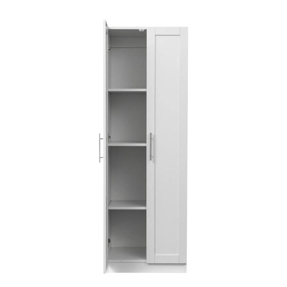 URTR White High Armoire Wardrobe, Storage with 3 Partitions to Separate 4 Storage Spaces