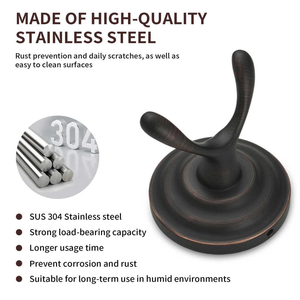 Oil Rubbed Bronze Traditional Zinc Bathroom Double Hook