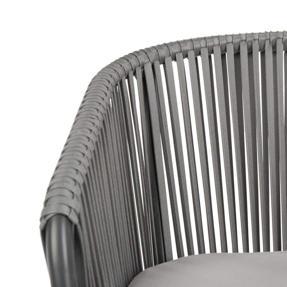 Matteo Gray Rope Arm Dining Chairs with Cushions, Set of 2