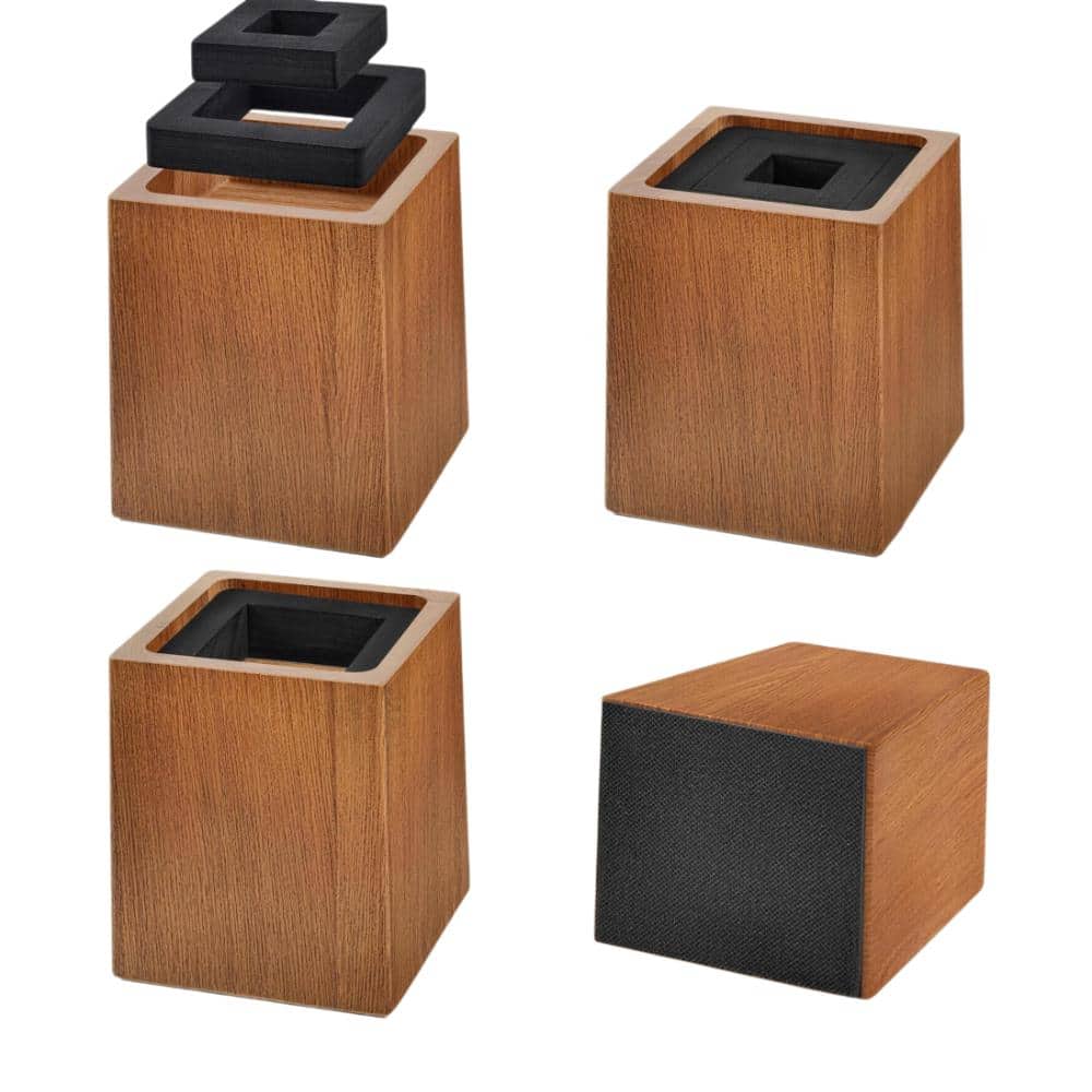 Angel Sar 5 in.H Brown Heavy Duty Bed Risers, 4 Pack Wooden Furniture ...