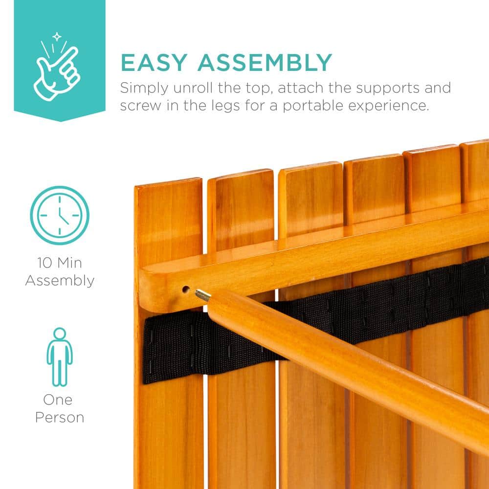 Portable Roll-Up 28.5" Wooden Table for Outdoor & Indoor Use