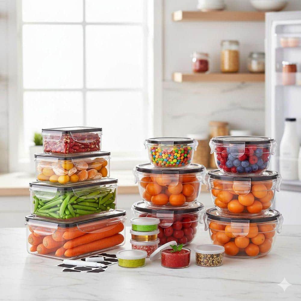 Airtight 20 Container Set Clear Leakproof Plastic Meal Prep Food