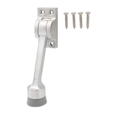 Satin Chrome Finish Wall Mounted Heavy Duty Door Stop with Hook and Holder 