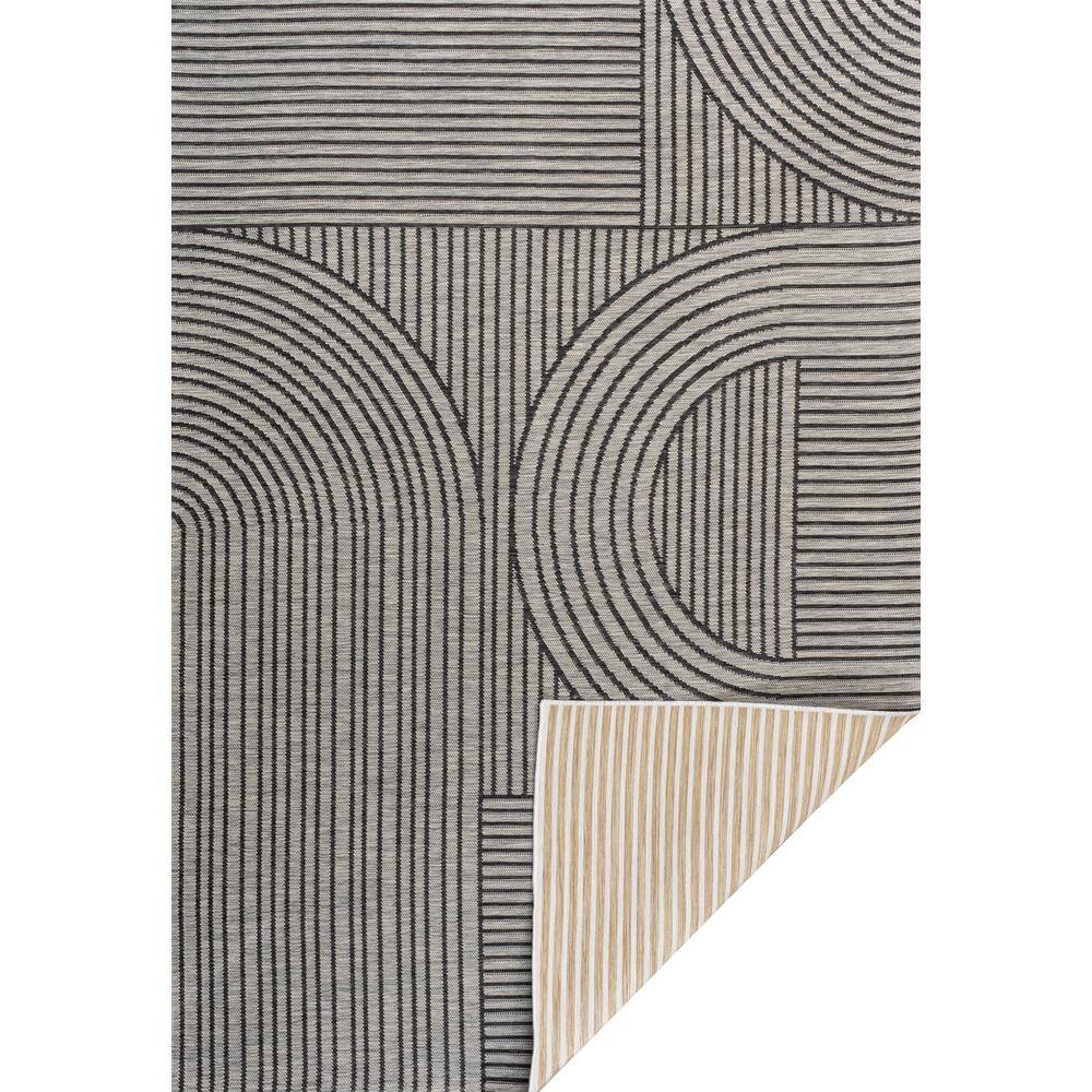 Zephyr Black and Cream Synthetic Stripe Reversible Rug 3' x 5'