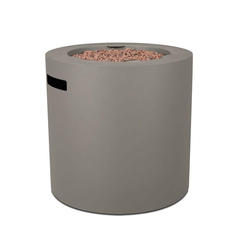 Aegean 24" Round Mist Gray Steel Propane Fire Pit Table